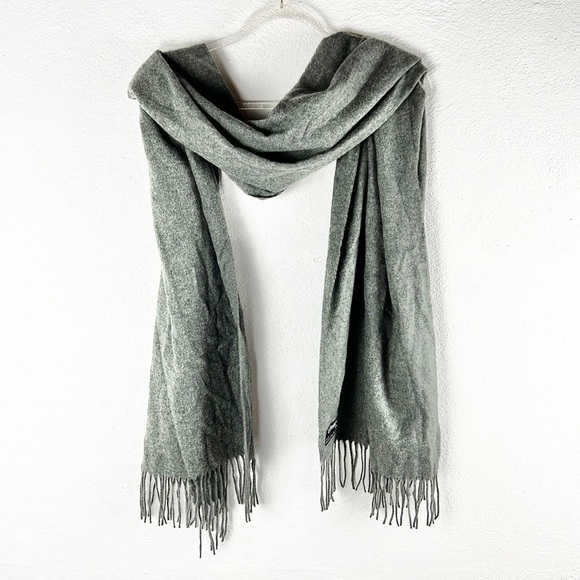 CASHMINK |🧣🐺Heathered Gray Fringe Hem Made in Germany Scarf Wrap - Picture 1 of 8